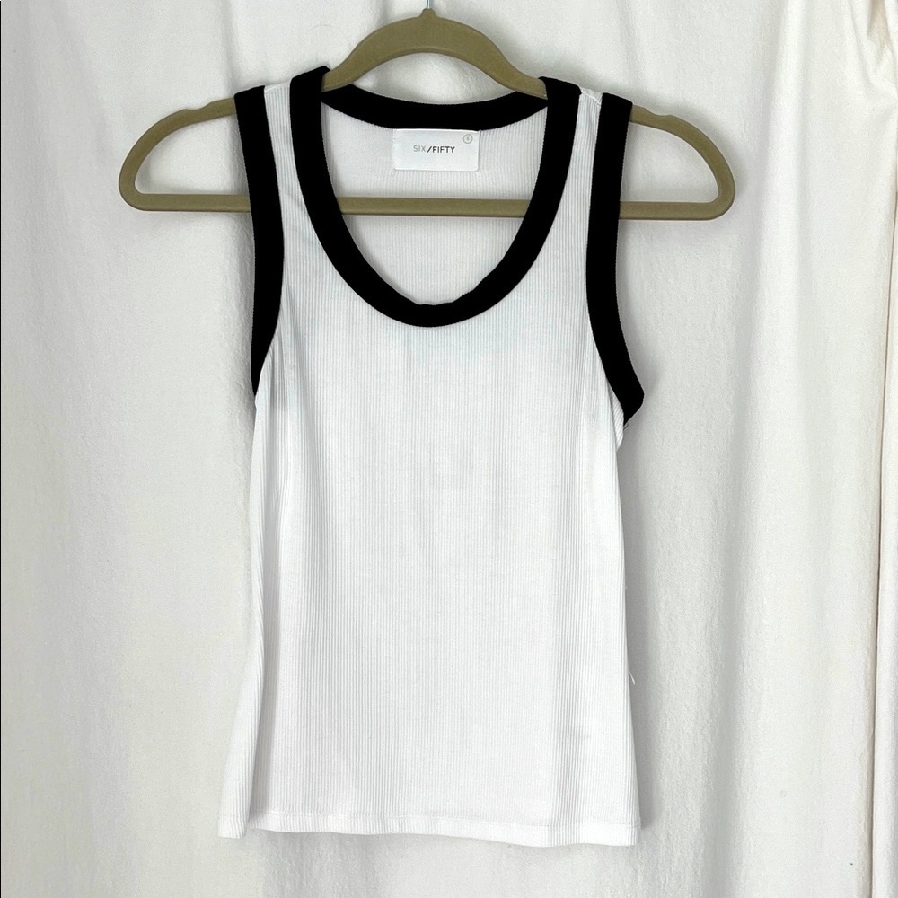 Six Fifty Small White Tank Top with Black Accents
